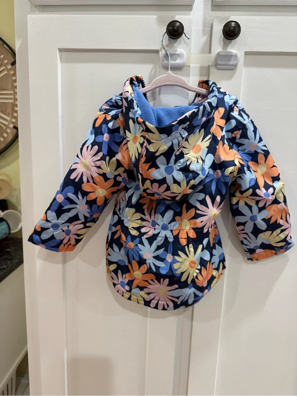 Carter Girls Navy Floral Hooded Jacket - Lightweight